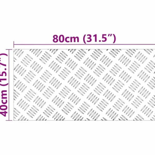Outlet Aluminium Checker Plader - Skridsikre Trappetrin | Størrelse: 80x40 cm | Farve: Sølv Tilbehør Til Brændeovne & Pejse