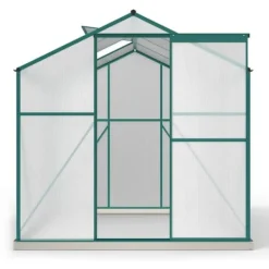 Clearance Aluminium drivhus med fundament 4,75 m² - 190 × 253 cm, inkl. 1 ovenlysvindue og skydedør, havedrivhus, tomatdrivhus Drivhus