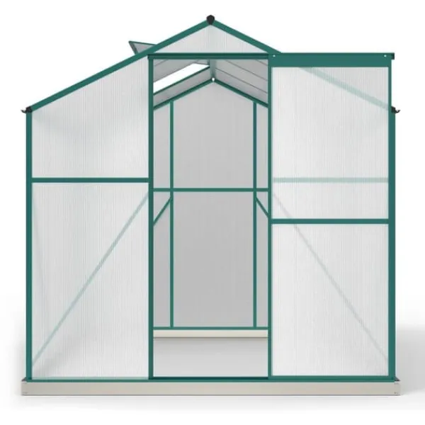 Clearance Aluminium drivhus med fundament 4,75 m² - 190 × 253 cm, inkl. 1 ovenlysvindue og skydedør, havedrivhus, tomatdrivhus Drivhus