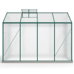 Clearance Aluminium drivhus med fundament 4,75 m² - 190 × 253 cm, inkl. 1 ovenlysvindue og skydedør, havedrivhus, tomatdrivhus Drivhus