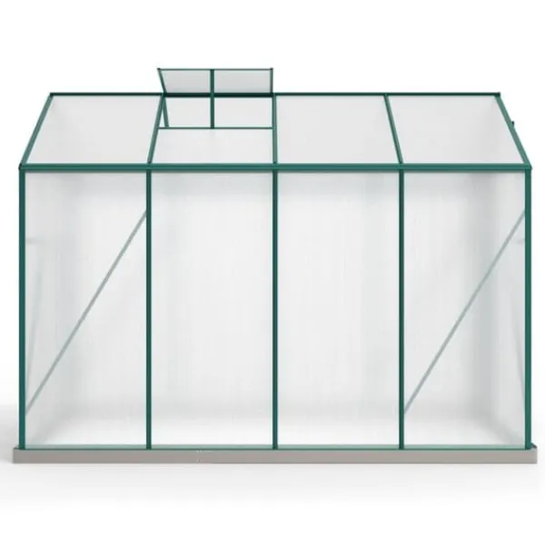 Clearance Aluminium drivhus med fundament 4,75 m² - 190 × 253 cm, inkl. 1 ovenlysvindue og skydedør, havedrivhus, tomatdrivhus Drivhus
