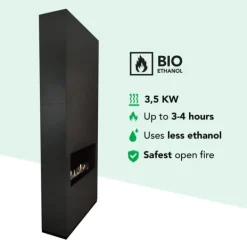 Pejse^Ambiance BCB bioethanol pejs - Sort - Højt til loftet - 3,5 KW varme