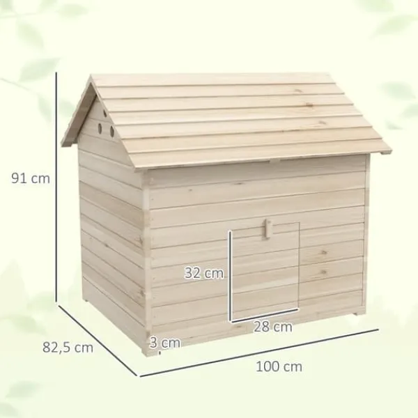 Online Andehus i gran med vipbart tag, hævet bund & rampe, 100x82,5x91 cm Til Fugle & Småvildt