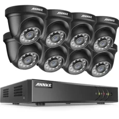 Sikkerhedsmonitorer & Videokameraer^ANNKE Sikkerhedssystem, 2MP Opløsning, 8CH Indgang, HD Video Komprimering,DW81KD-58BL, 1T1T