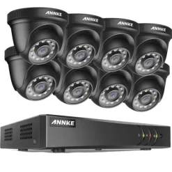 Sikkerhedsmonitorer & Videokameraer^ANNKE Sikkerhedssystem, 2MP Opløsning, 8CH Indgang, HD Video Komprimering,DW81KD-58BL, ToT