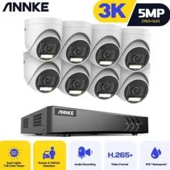Sikkerhedsmonitorer & Videokameraer^ANNKE Video Sikkerhedssystem, 5MP Høj Definition, Avanceret Bevægelsesdetektion,Med 8stk kamera, 1T