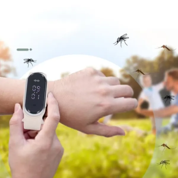 Discount Anti Mosquito Armband Watch Silica Gel USB Uppladdningsbart Ultraljud Myggmedel Armband för Outdoor White Insektmiddel & Dyreafvisende Middel