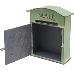 Best Antik postkasse - Vægmonteret postkasse - Med lås - Vintage rustik design - Dekorativ - Til udendørs brug, hjem og have - Grøn Postkasser & Brevindkast