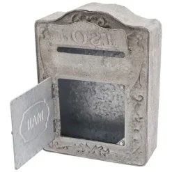 Outlet Antik postkasse - Vægmonteret postkasse - Med lås - Rustik vintage stil - Til hjem og have - Dekorativ - Grå Postkasser & Brevindkast