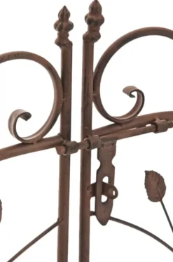 Outlet Antique Brown Metal Rose Arch with Gate - Handcrafted Iron Garden Arbor for Climbing Plants, Durable, 144cm Wide Buer, Spalier, Lysthuse Uden Tag