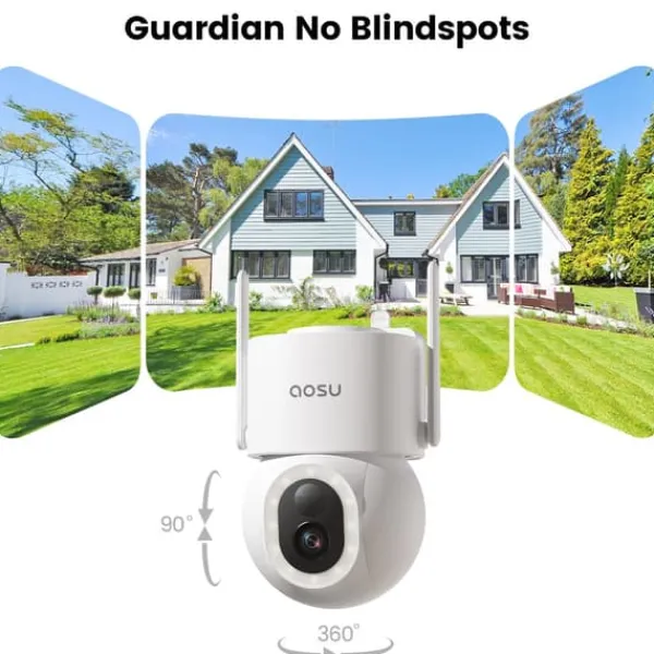 Best AOSU Solar Sikkerhedskamera, 5MP Full HD, 360° Pan & Tilt, Farve Nattesyn Sikkerhedsmonitorer & Videokameraer
