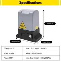 Skure, Garager & Carports^Automatisk elektrisk skydeportsåbner, 750 W, op til 1600 kg, med fjernbetjening og 6 m tandstang, sæt
