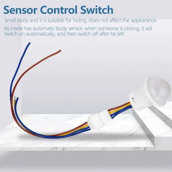 Bevægelsesdetektorer^Automatisk LED-bevægelsessensor - HW06A, Infrarød kontrol, 1-40W, 35*25mm