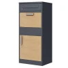 Postkasser & Brevindkast^AXI Levi Metall Paketbrevlåda Antracit/Trälook | Paketbox för flera paket | Brevlåda med lås | 50,6 x 38,3 x 112 cm