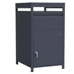 Postkasser & Brevindkast^AXI Louis Metall Paketbrevlåda antracit med planteringslåda | Paketlåda för flera paket | Brevlåda med lås | 68 x 80 x 124 cm