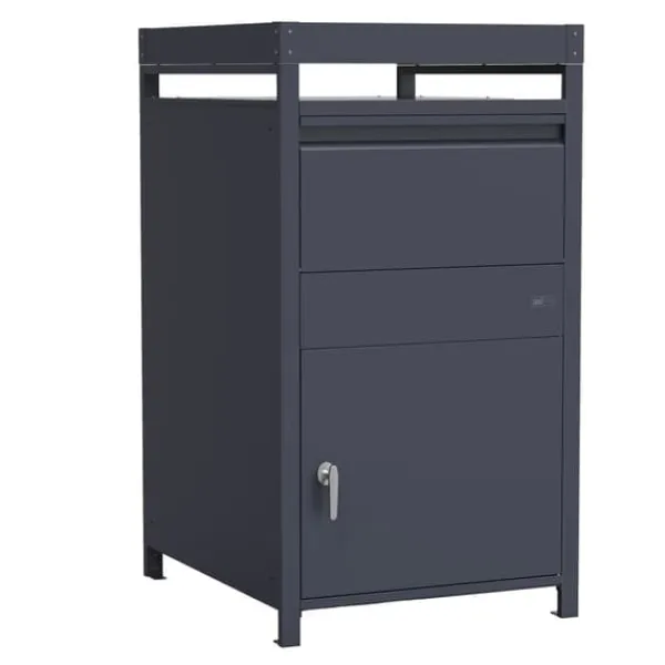 Postkasser & Brevindkast^AXI Louis Metall Paketbrevlåda antracit med planteringslåda | Paketlåda för flera paket | Brevlåda med lås | 68 x 80 x 124 cm