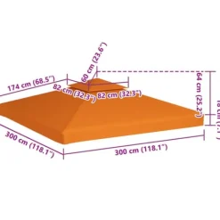 Best Baldakin til havepavillon 3x3 m - Sol- og regnbeskyttelse | Farve: Orange | Størrelse: 310 g/m² Telte & Lysthuse