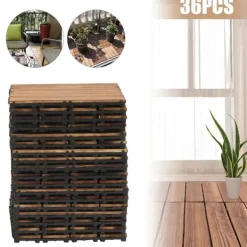 Havedekorationer^Balkon- og terrassefliser i træ - Klikgulv 30×30 cm, 36-pak - Skridsikre - Vandtætte - Inde/ude - Brun