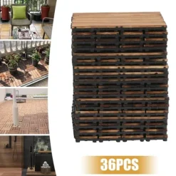 Havedekorationer^Balkon- og terrassefliser i træ - Klikgulv 30×30 cm, 36-pak - Skridsikre - Vandtætte - Inde/ude - Brun