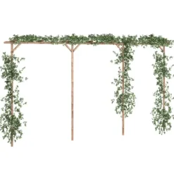 Buer, Spalier, Lysthuse Uden Tag^Bambus pergola - Stabil havebue | Størrelse: 385x40x205 cm