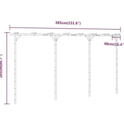 Buer, Spalier, Lysthuse Uden Tag^Bambus pergola - Stabil havebue | Størrelse: 385x40x205 cm