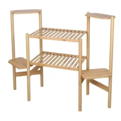 Plantestativer^Bambus Planteholder, 6-Lags Design, Naturlig Træfinish,Naturligt Træ