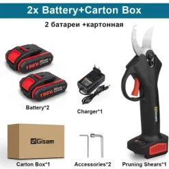 Hot Batteridrevne Beskærersaks, 198VF Batterikraft, Ergonomisk Design,2 Batteritype Sort Haveværktøj