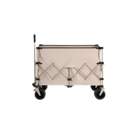 Clearance Beach Wagon, foldevogn 220 lbs med store hjul, holdbar 300L foldbar havevogn med terrænhjul og drikkeholder, beige Haveværktøj