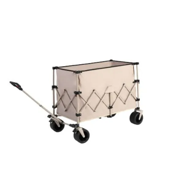 Clearance Beach Wagon, foldevogn 220 lbs med store hjul, holdbar 300L foldbar havevogn med terrænhjul og drikkeholder, beige Haveværktøj