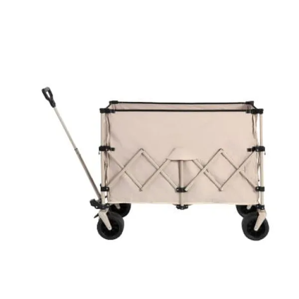 Clearance Beach Wagon, foldevogn 220 lbs med store hjul, holdbar 300L foldbar havevogn med terrænhjul og drikkeholder, beige Haveværktøj