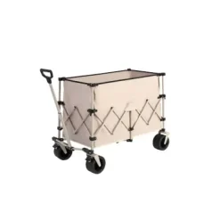 Clearance Beach Wagon, foldevogn 220 lbs med store hjul, holdbar 300L foldbar havevogn med terrænhjul og drikkeholder, beige Haveværktøj