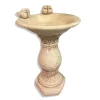 Clearance Beige betonvander med dekorative spurve - en stilfuld søjle til haven Til Fugle & Småvildt