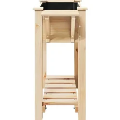 Best Beige blomsterkrukke med hylde i massivt fyrretræ | Størrelse: 111 x 37 x 76.5 cm Plantningsbænke