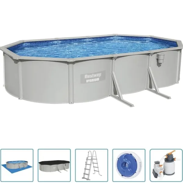 Bestway Pooler^Hydrium fritstående pool 610x360x120 cm oval