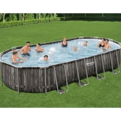 Discount Bestway ovalt swimmingpool 7,32x3,66x1,22 m - Havepool | Farve: Blå | Størrelse: 7,32x3,66x1,22 m Pooler
