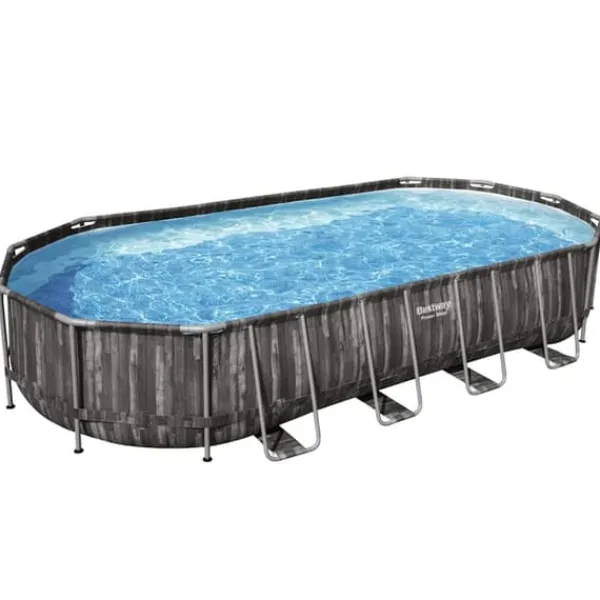 Discount Bestway ovalt swimmingpool 7,32x3,66x1,22 m - Havepool | Farve: Blå | Størrelse: 7,32x3,66x1,22 m Pooler