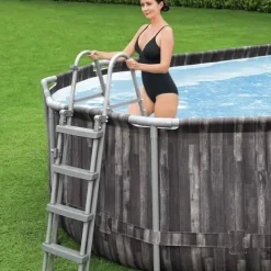 Discount Bestway ovalt swimmingpool 7,32x3,66x1,22 m - Havepool | Farve: Blå | Størrelse: 7,32x3,66x1,22 m Pooler