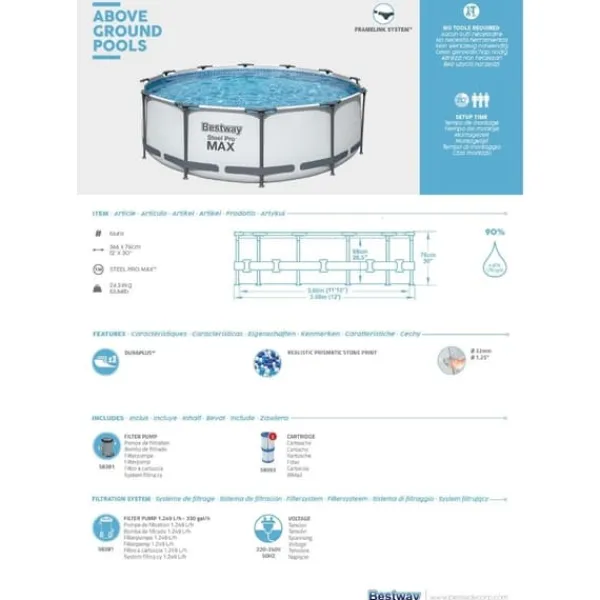 Bestway Pooler^Pool Steel Pro MAX - Poolpakke - 366x76 cm