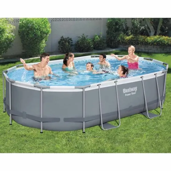 Pooler^Bestway Power Steel oval swimmingpoolsæt | Størrelse: 488x305x107 cm
