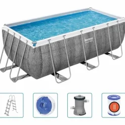 Outlet Bestway Power Steel rektangulær swimmingpool 412x201x122 cm | Farve: Rattan Pooler