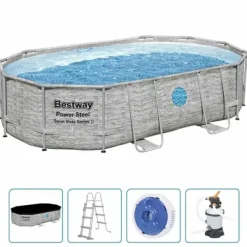 Pooler^Bestway Power Steel swimmingpoolsæt - Inkl. filterpumpe | Størrelse: 488x305x107 cm