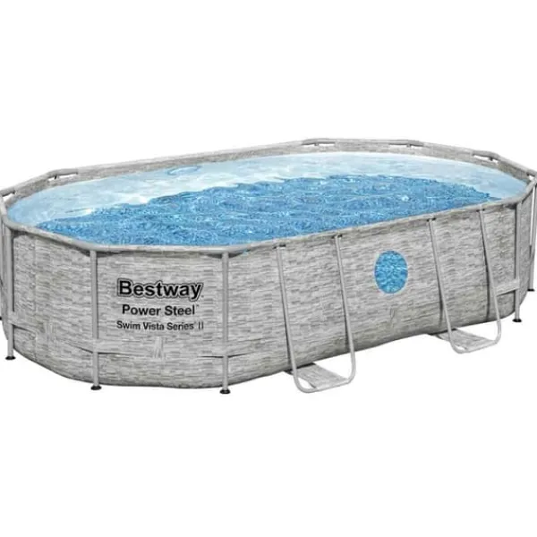 Pooler^Bestway Power Steel swimmingpoolsæt - Inkl. filterpumpe | Størrelse: 488x305x107 cm