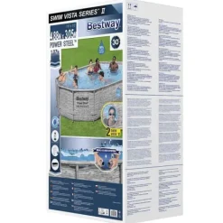 Pooler^Bestway Power Steel swimmingpoolsæt - Inkl. filterpumpe | Størrelse: 488x305x107 cm