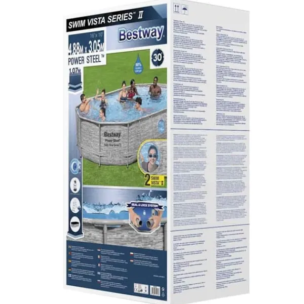Pooler^Bestway Power Steel swimmingpoolsæt - Inkl. filterpumpe | Størrelse: 488x305x107 cm