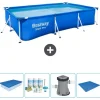 Best Rectangular Steel Pro Swimming Pool - 300 x 201 x 66 cm - Blå - Inkluderet tilbehør CB1 Pooler