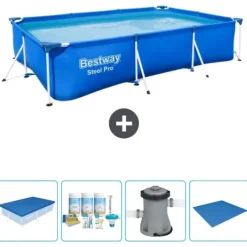 Best Rectangular Steel Pro Swimming Pool - 300 x 201 x 66 cm - Blå - Inkluderet tilbehør CB1 Pooler