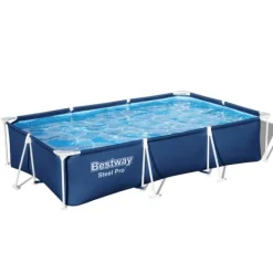 Bestway Pooler^Rectangular Steel Pro Swimming Pool - 300 x 201 x 66 cm - Blå - Inklusive Tilbehør CB16