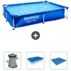 Bestway Pooler^Rectangular Steel Pro Swimming Pool - 221 x 150 x 43 cm - Blå - Inkluderet tilbehør CB40