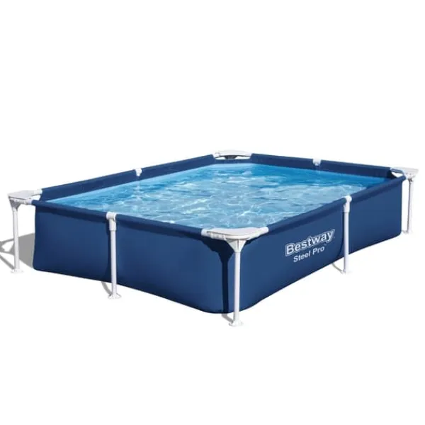 Hot Rectangular Steel Pro Swimming Pool - 221 x 150 x 43 cm - Blå - Inkluderet tilbehør CB37 Pooler