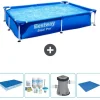 Best Rectangular Steel Pro Swimming Pool - 221 x 150 x 43 cm - Blå - Inkluderet tilbehør CB1 Pooler